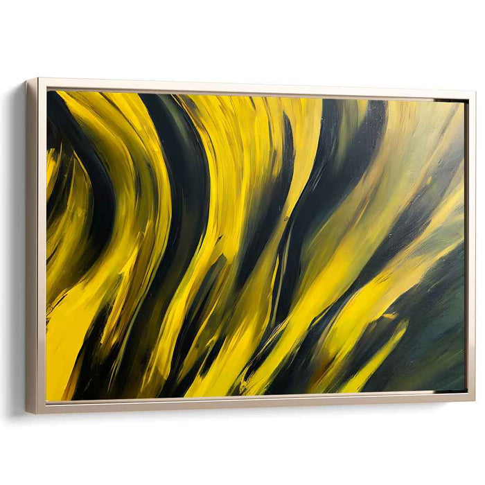 Sunset Noir: Abstract Expressionist Yellow and Black Canvas Art Print