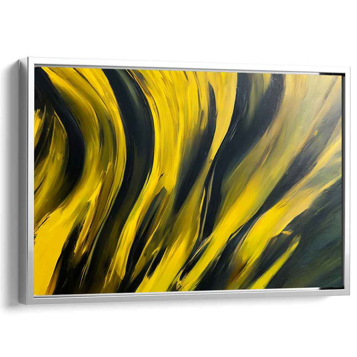 Sunset Noir: Abstract Expressionist Yellow and Black Canvas Art Print
