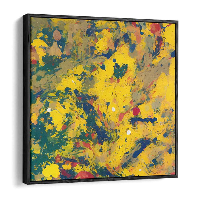 Lemonade Confetti: Abstract Splatter Canvas Art in Vivid Yellow