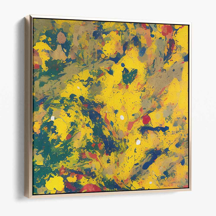Lemonade Confetti: Abstract Splatter Canvas Art in Vivid Yellow