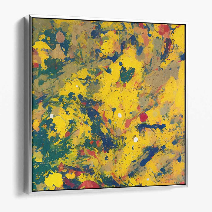 Lemonade Confetti: Abstract Splatter Canvas Art in Vivid Yellow