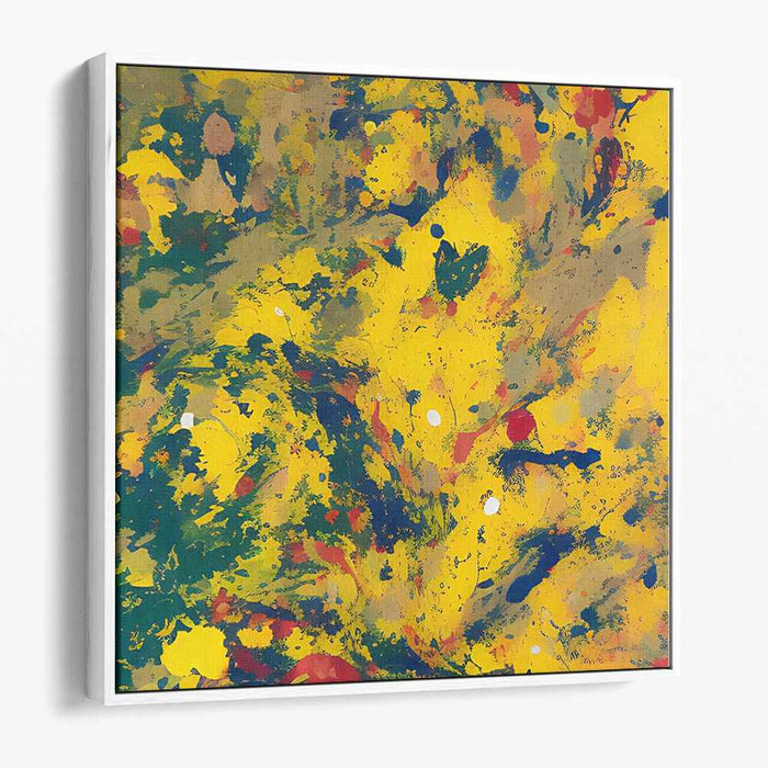 Lemonade Confetti: Abstract Splatter Canvas Art in Vivid Yellow