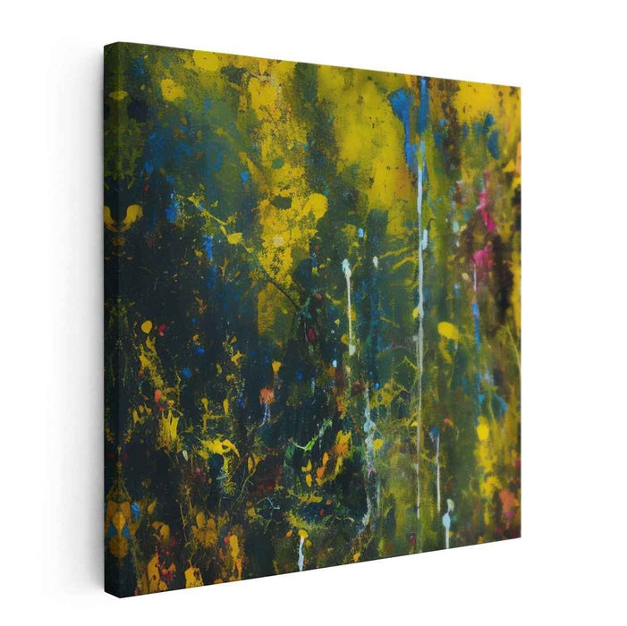 Emerald Citrus Bliss: Abstract Expressionist Green and Yellow Canvas Art Print