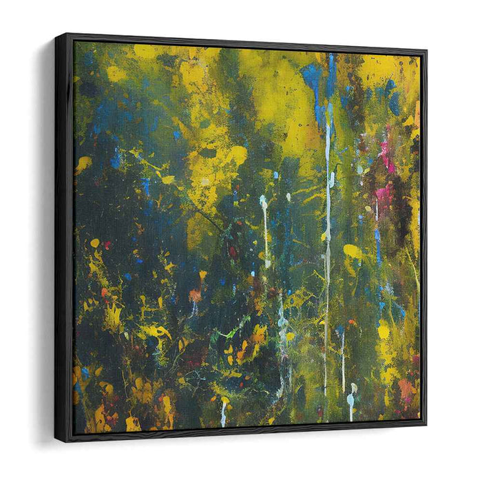 Emerald Citrus Bliss: Abstract Expressionist Green and Yellow Canvas Art Print