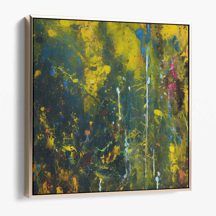 Emerald Citrus Bliss: Abstract Expressionist Green and Yellow Canvas Art Print