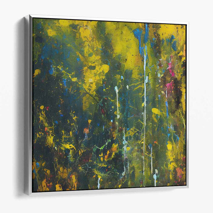 Emerald Citrus Bliss: Abstract Expressionist Green and Yellow Canvas Art Print