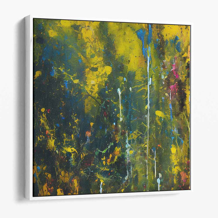 Emerald Citrus Bliss: Abstract Expressionist Green and Yellow Canvas Art Print