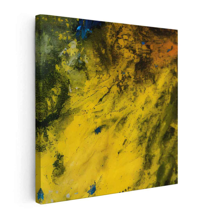Lemon Lime Abstraction: Abstract Expressionist Yellow and Green Canvas Art Print