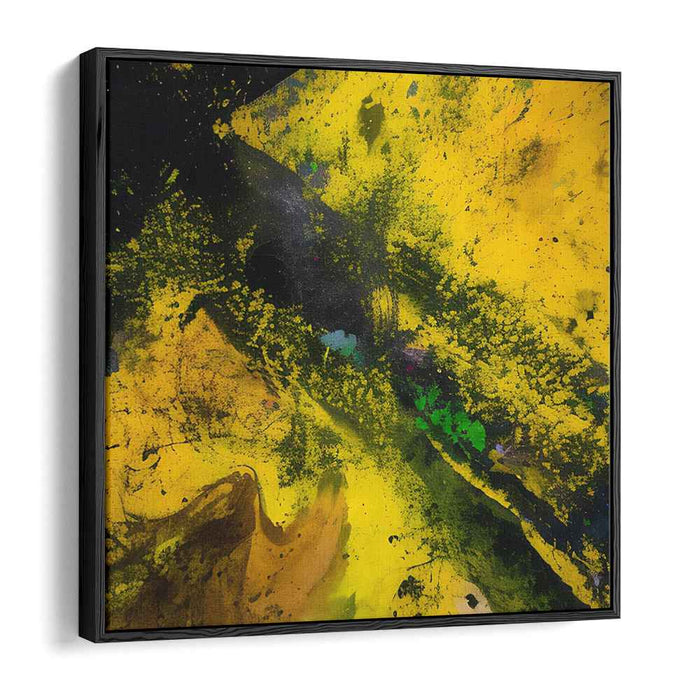 Sunburst Echoes: Abstract Expressionist Yellow and Black Canvas Art Print