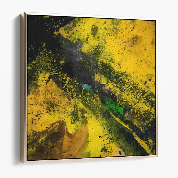 Sunburst Echoes: Abstract Expressionist Yellow and Black Canvas Art Print