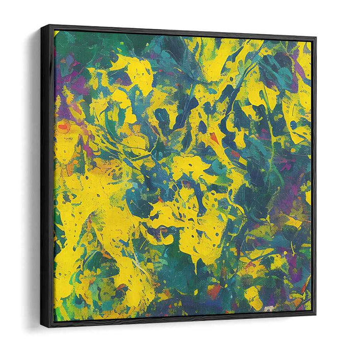 Lemon Zest Flare: Abstract Explosion in Yellow and Green Canvas Art Print