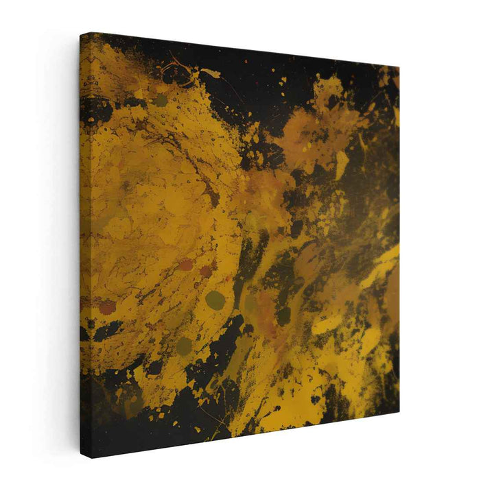 Golden Eruption: Abstract Expressionist Yellow Canvas Art Print