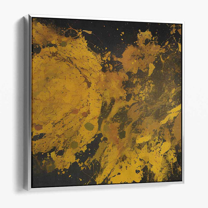 Golden Eruption: Abstract Expressionist Yellow Canvas Art Print