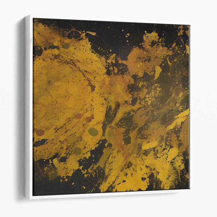 Golden Eruption: Abstract Expressionist Yellow Canvas Art Print