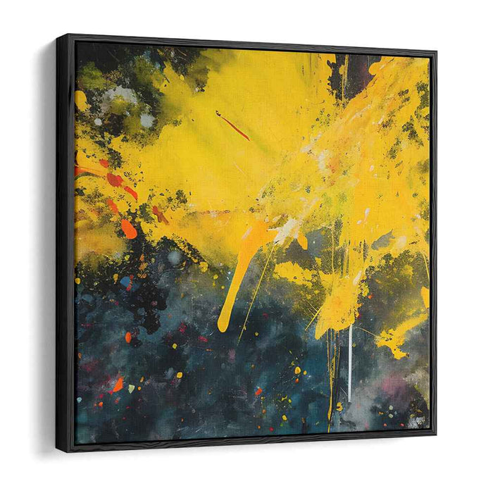 Nova Burst: Abstract Expressionist Yellow and Cosmic Blue Canvas Art Print