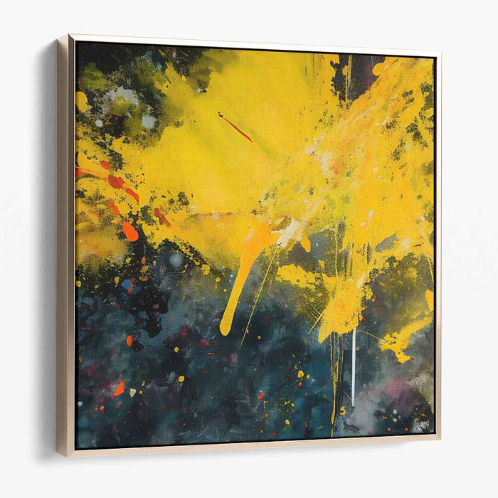 Nova Burst: Abstract Expressionist Yellow and Cosmic Blue Canvas Art Print