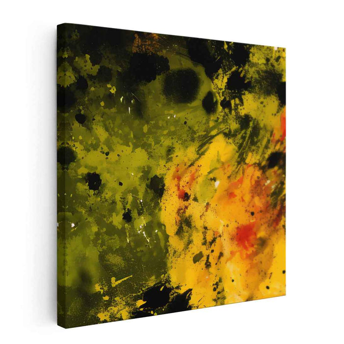 Tropical Tango Fusion: Green and Orange Expressionist Canvas Art