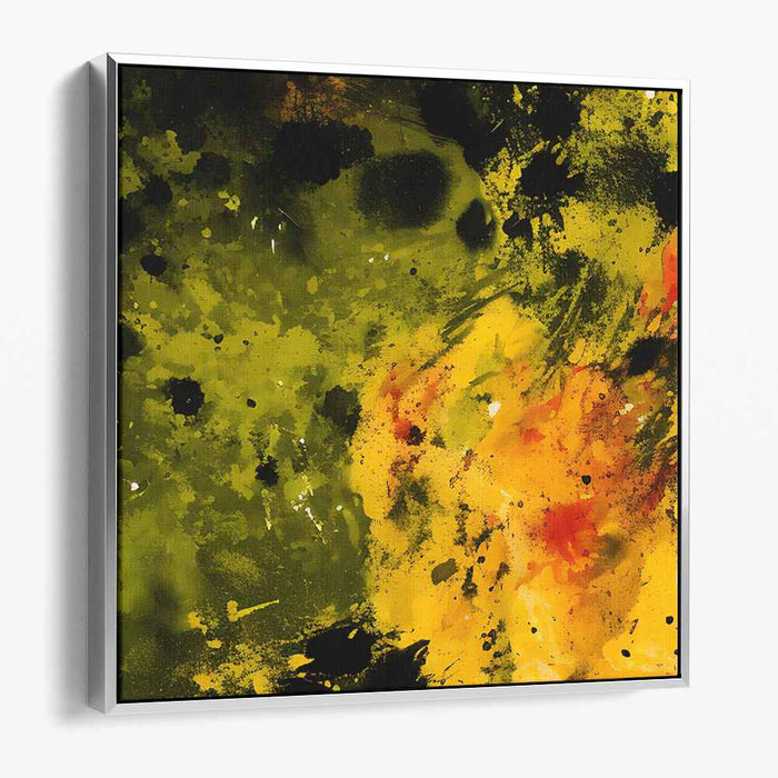 Tropical Tango Fusion: Green and Orange Expressionist Canvas Art