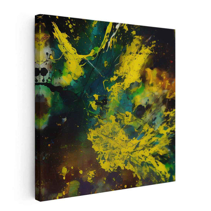 Dancing Sunflowers Serenade: Abstract Expressionist Symphony in Yellow and Green Canvas Art Print