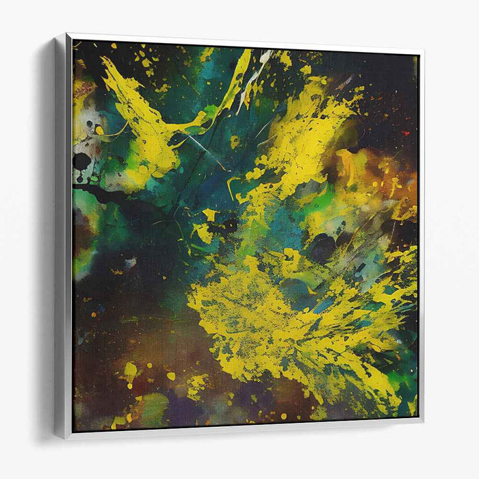 Dancing Sunflowers Serenade: Abstract Expressionist Symphony in Yellow and Green Canvas Art Print