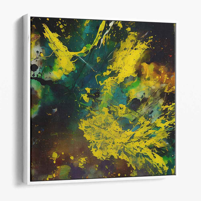 Dancing Sunflowers Serenade: Abstract Expressionist Symphony in Yellow and Green Canvas Art Print