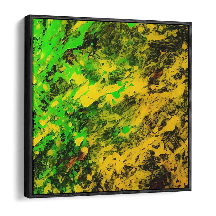 Whispers of Springtime Charm: Abstract Green and Yellow Canvas Art Print