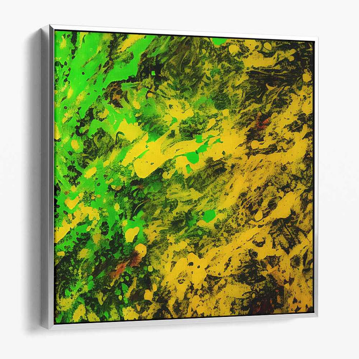 Whispers of Springtime Charm: Abstract Green and Yellow Canvas Art Print