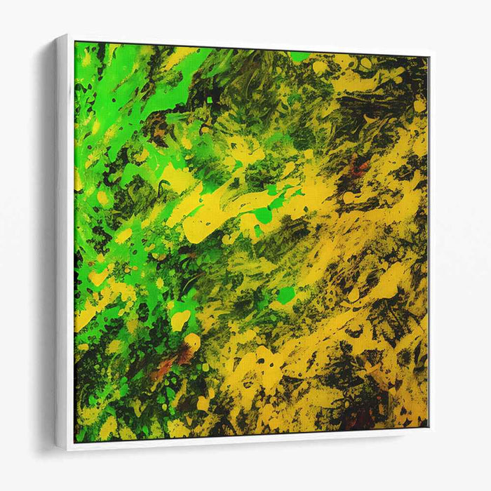 Whispers of Springtime Charm: Abstract Green and Yellow Canvas Art Print