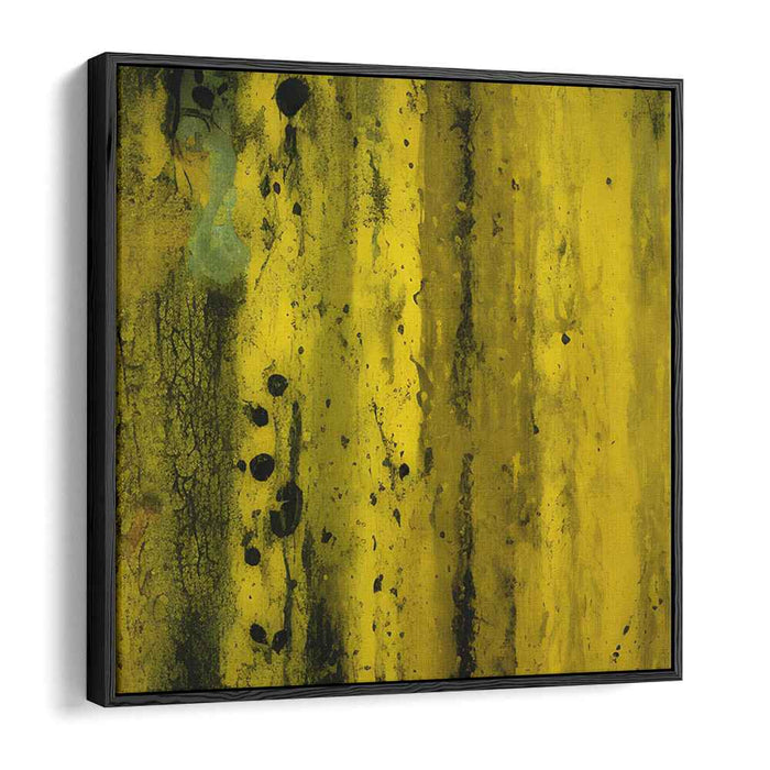 Golden Cascade: Abstract Expressionist Yellow and Black Canvas Art Print