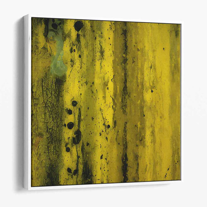Golden Cascade: Abstract Expressionist Yellow and Black Canvas Art Print