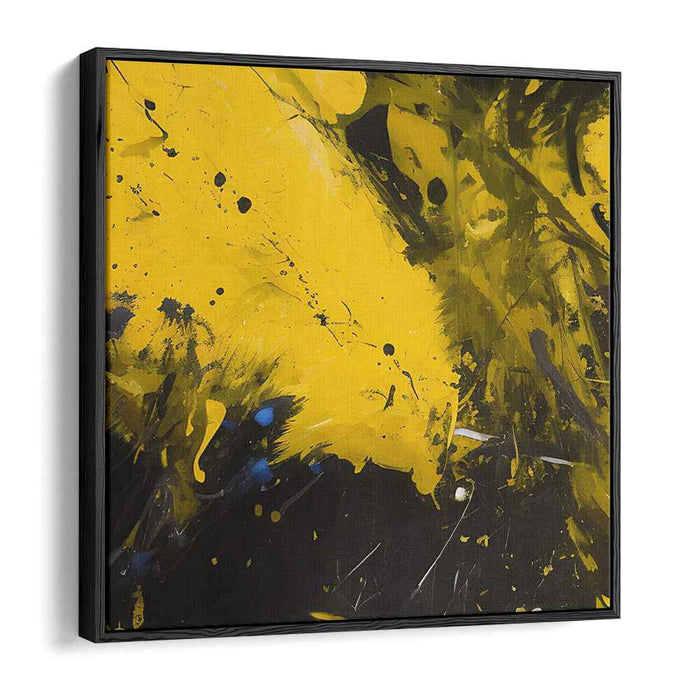 Ink Flow Fusion: Abstract Expressionist Yellow and Black Canvas Art Print