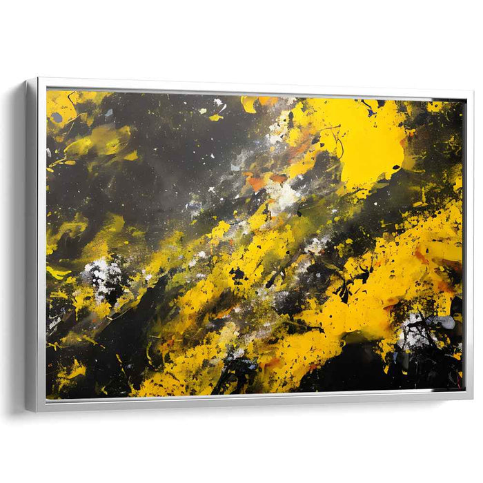 Ethereal Chaos Manifested: Abstract Expressionist Yellow and Black Canvas Art Print