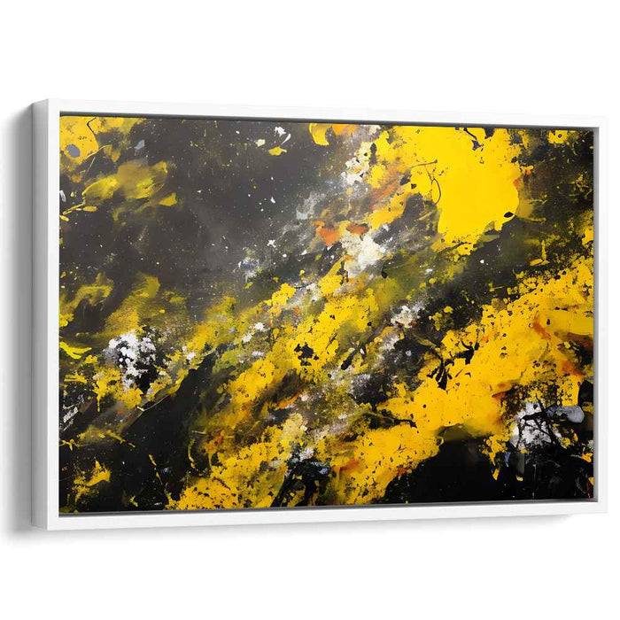 Ethereal Chaos Manifested: Abstract Expressionist Yellow and Black Canvas Art Print