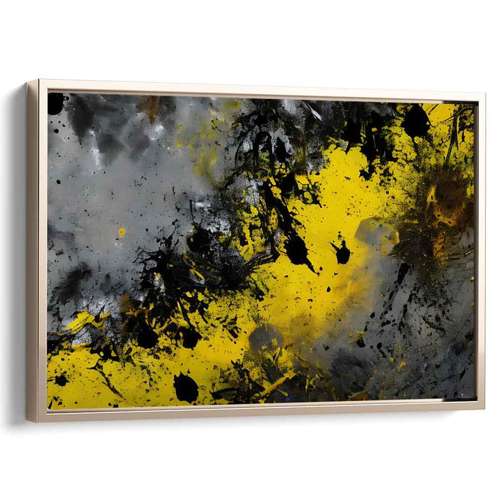 Storm of Elation: Abstract Expressionist Yellow and Black Canvas Art Print