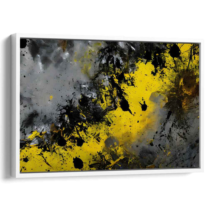 Storm of Elation: Abstract Expressionist Yellow and Black Canvas Art Print