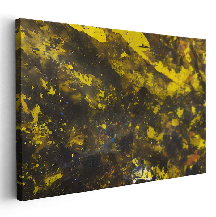 Lemon Noir Burst: Abstract Expressionist Exploration in Yellow and Black Canvas Art Print