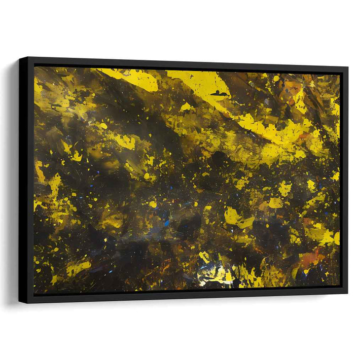 Lemon Noir Burst: Abstract Expressionist Exploration in Yellow and Black Canvas Art Print