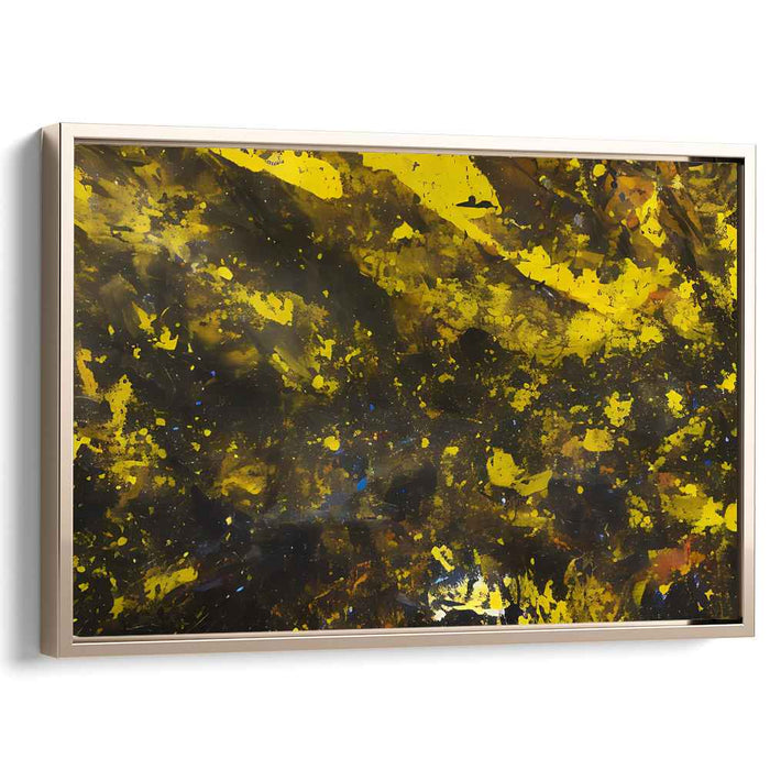 Lemon Noir Burst: Abstract Expressionist Exploration in Yellow and Black Canvas Art Print