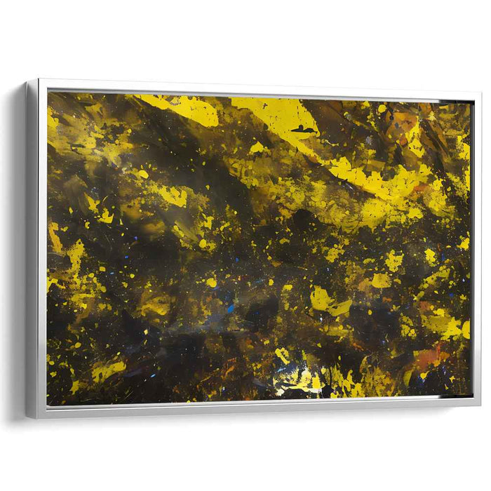 Lemon Noir Burst: Abstract Expressionist Exploration in Yellow and Black Canvas Art Print