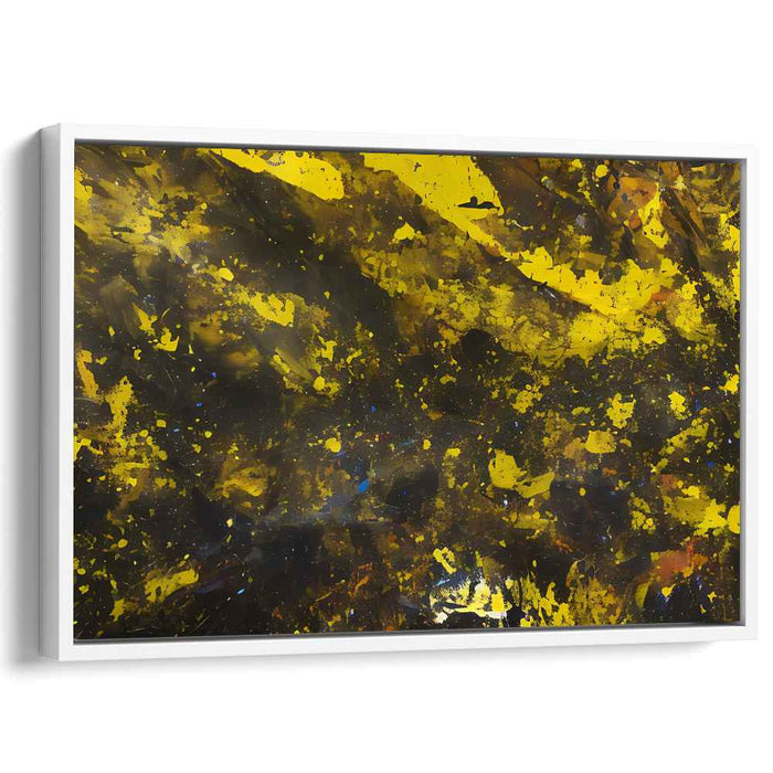 Lemon Noir Burst: Abstract Expressionist Exploration in Yellow and Black Canvas Art Print