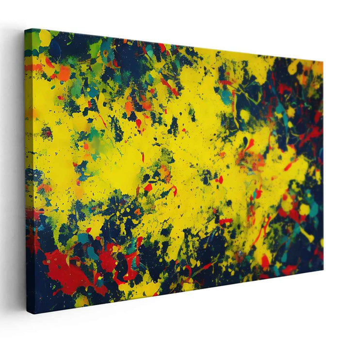 Sunburst Melody Bursting Through: Abstract Expressionist Symphony in Yellow Canvas Art Print