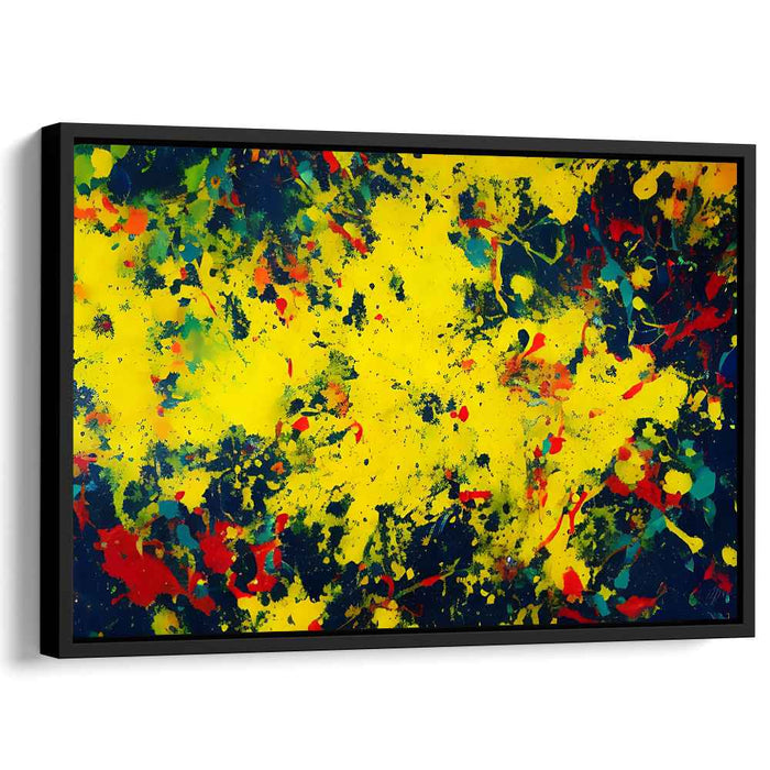 Sunburst Melody Bursting Through: Abstract Expressionist Symphony in Yellow Canvas Art Print