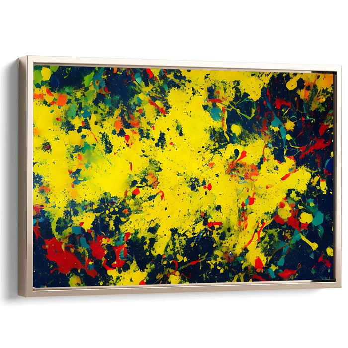 Sunburst Melody Bursting Through: Abstract Expressionist Symphony in Yellow Canvas Art Print