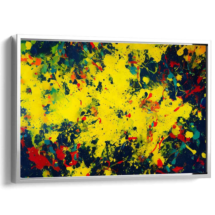 Sunburst Melody Bursting Through: Abstract Expressionist Symphony in Yellow Canvas Art Print