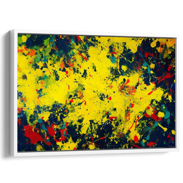 Sunburst Melody Bursting Through: Abstract Expressionist Symphony in Yellow Canvas Art Print