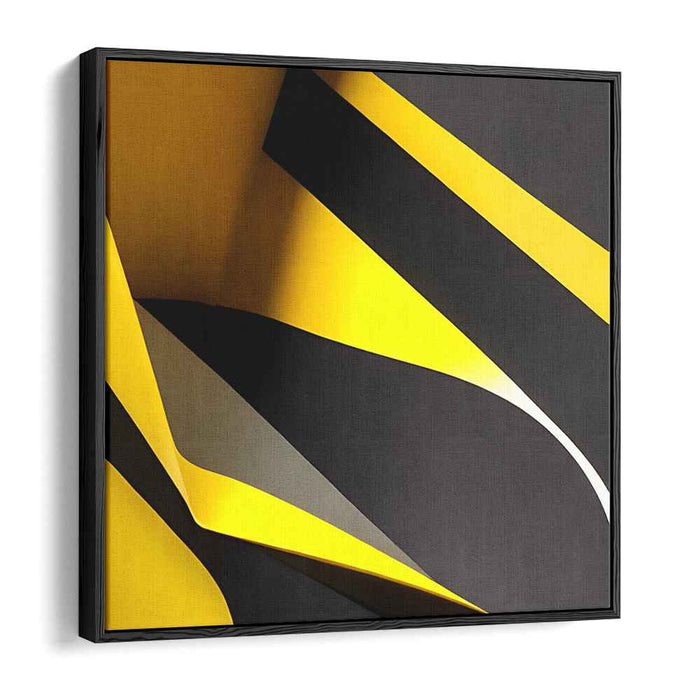 Solar Eclipse in Motion: Abstract Geometric Black and Yellow Canvas Art