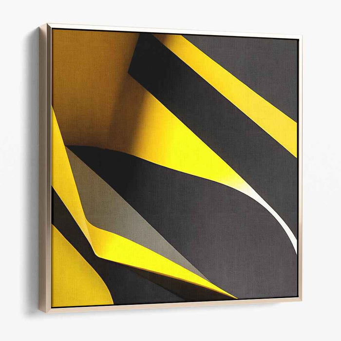 Solar Eclipse in Motion: Abstract Geometric Black and Yellow Canvas Art