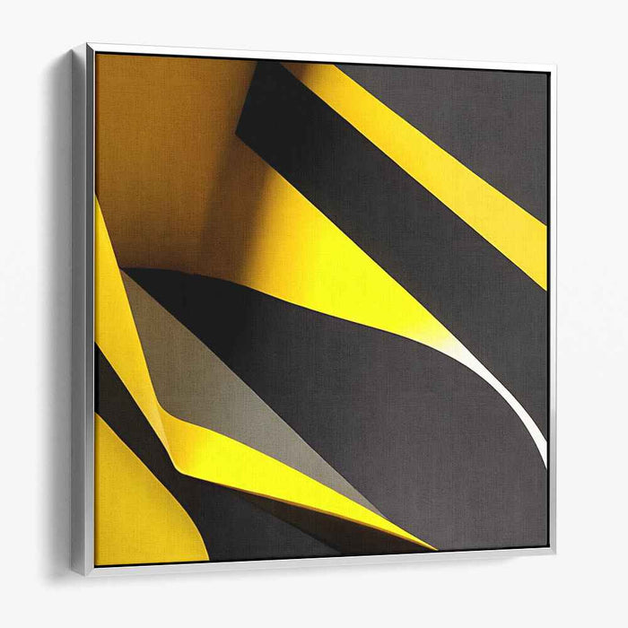 Solar Eclipse in Motion: Abstract Geometric Black and Yellow Canvas Art