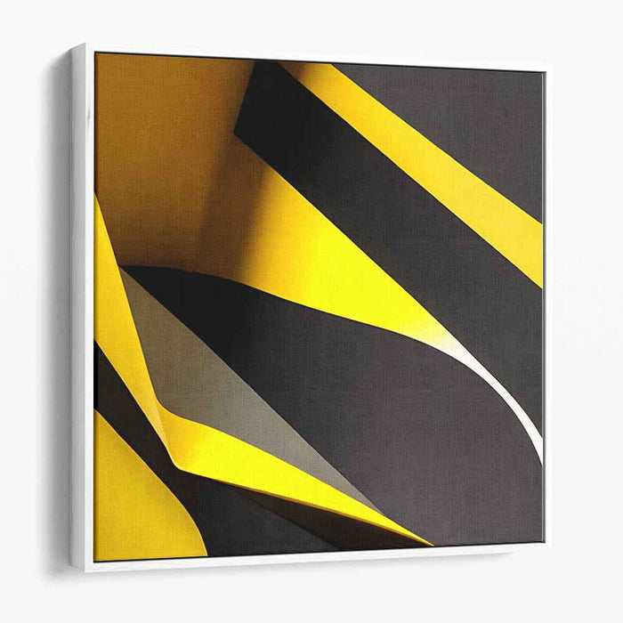 Solar Eclipse in Motion: Abstract Geometric Black and Yellow Canvas Art