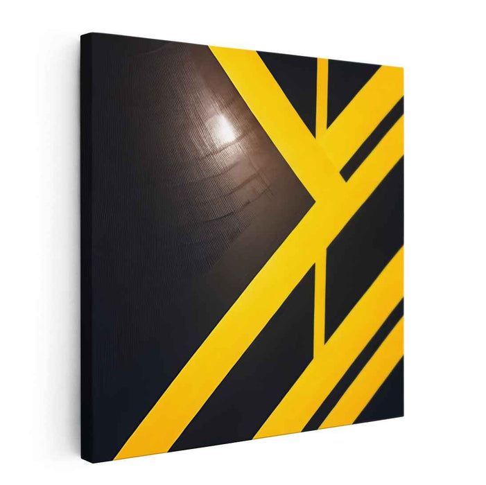 Intersecting Dynamics: Bold Yellow and Black Geometric Canvas Art